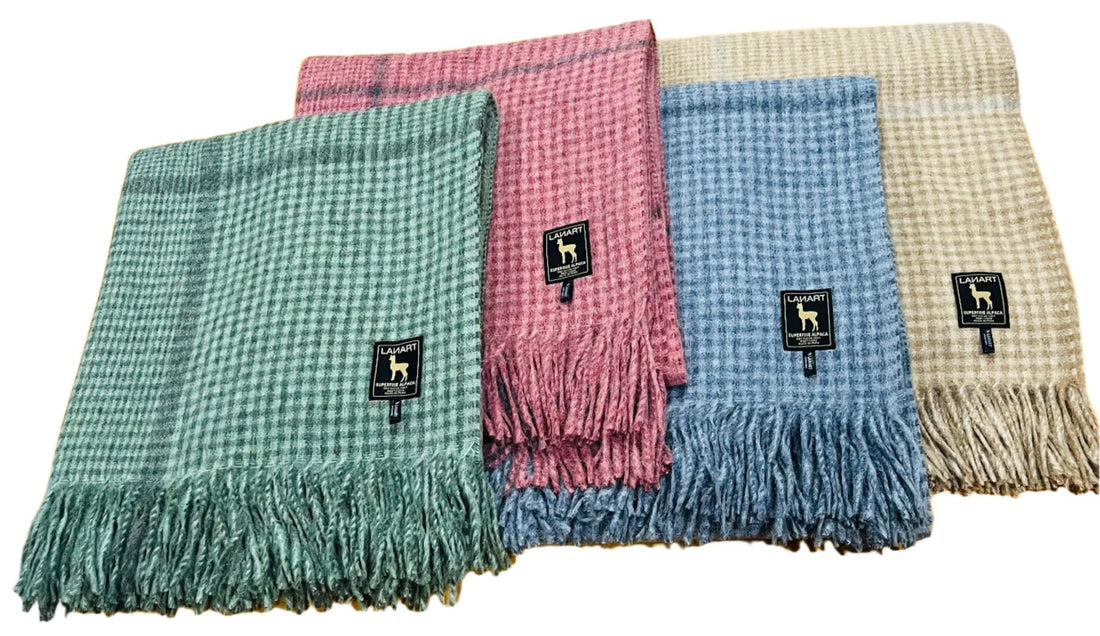 Cross Plaid Alpaca Throw Blanket - Lanart Alpaca