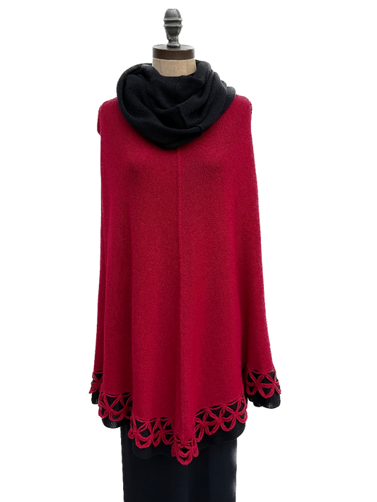 Delightfully Fabulous Poncho - Red Black