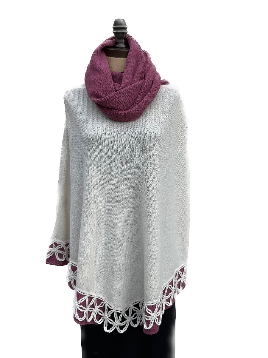 Beautiful Detailed Poncho - Pearl &amp; Rose