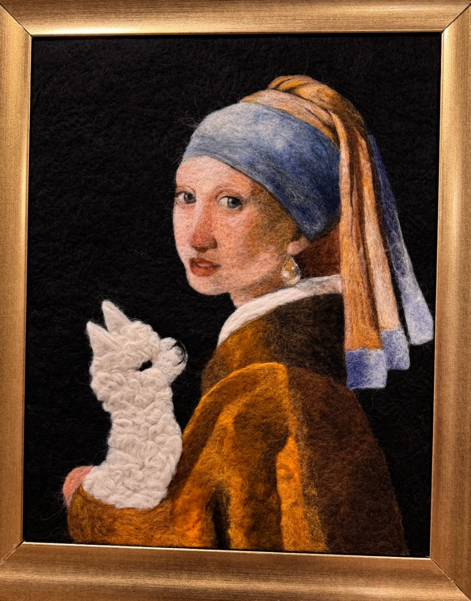 Girl With Alpaca: Felt Portrait