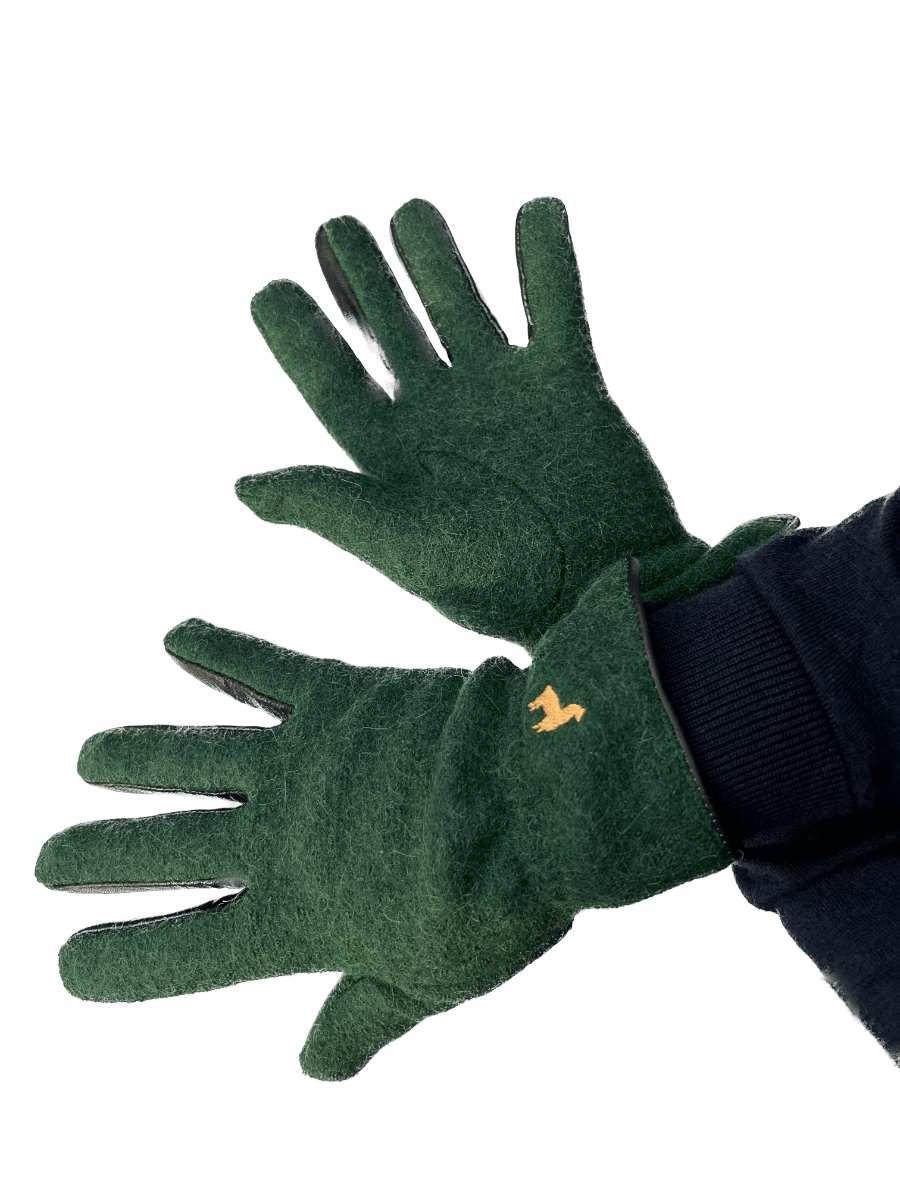Green Felted Dress Gloves: Baby Alpaca  Lanart Alpaca