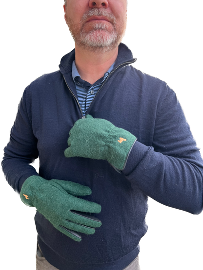 Green Felted Dress Gloves: Baby Alpaca