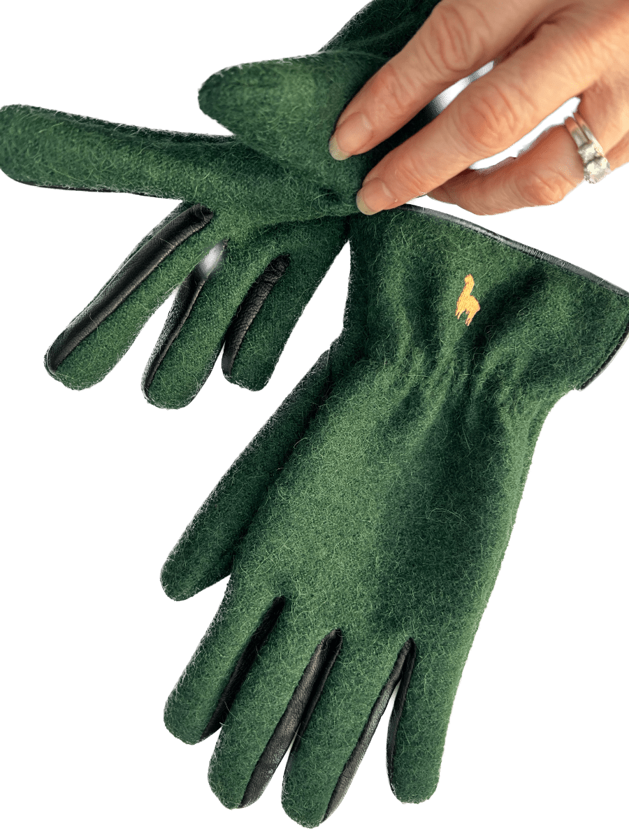 Felted Dress Gloves - Green Felted Dress Gloves - Green