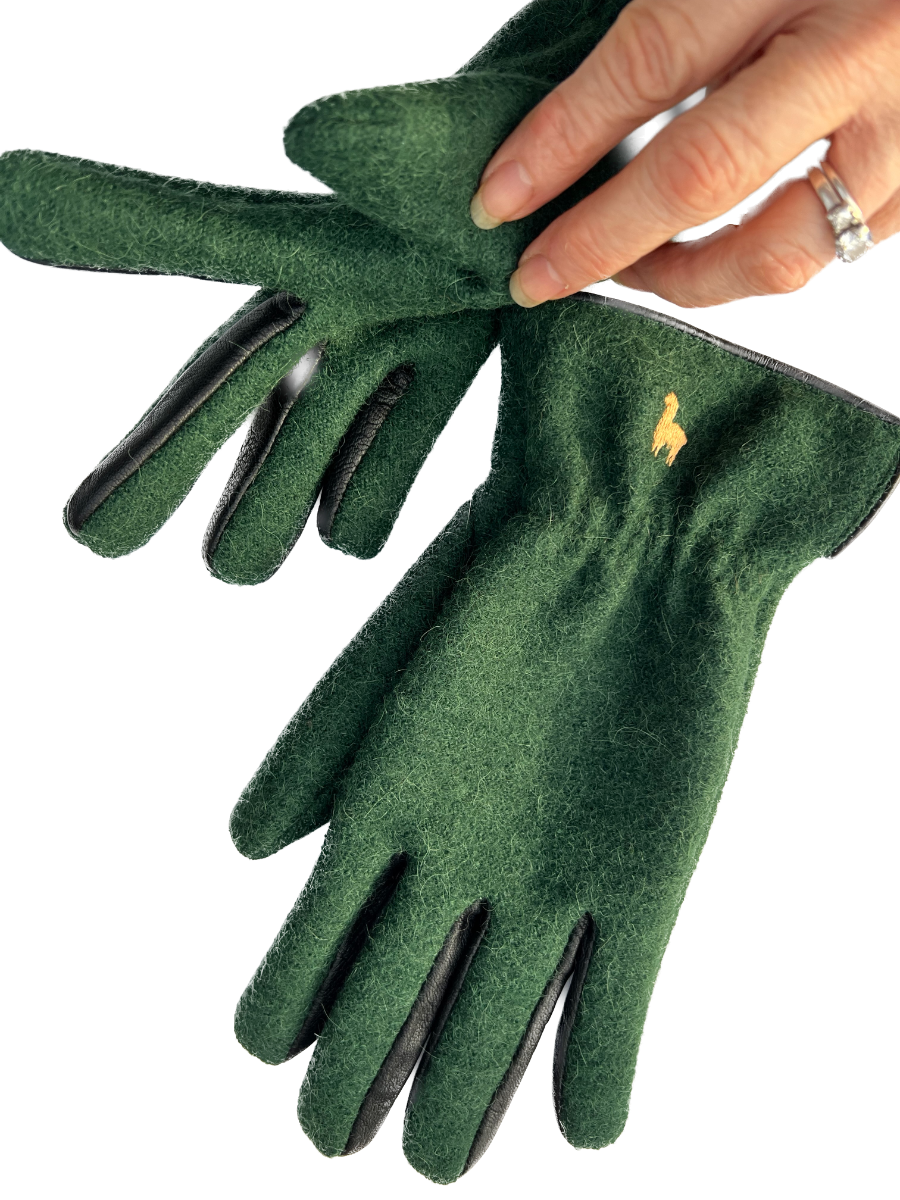 Green Felted Dress Gloves: Baby Alpaca