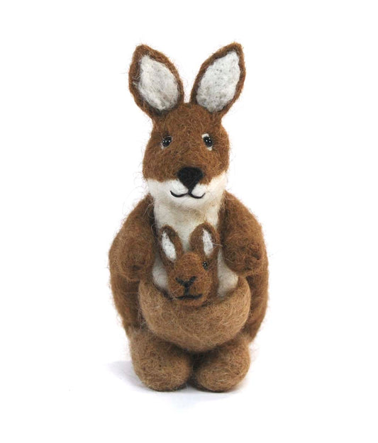 Kangaroo & Joey: Wildlife Felted Alpaca Sculpture