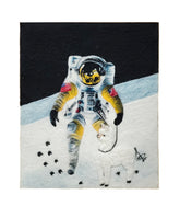 Illustration of an astronaut on the moon with a black background