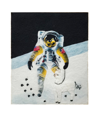 Illustration of an astronaut on the moon with a black background