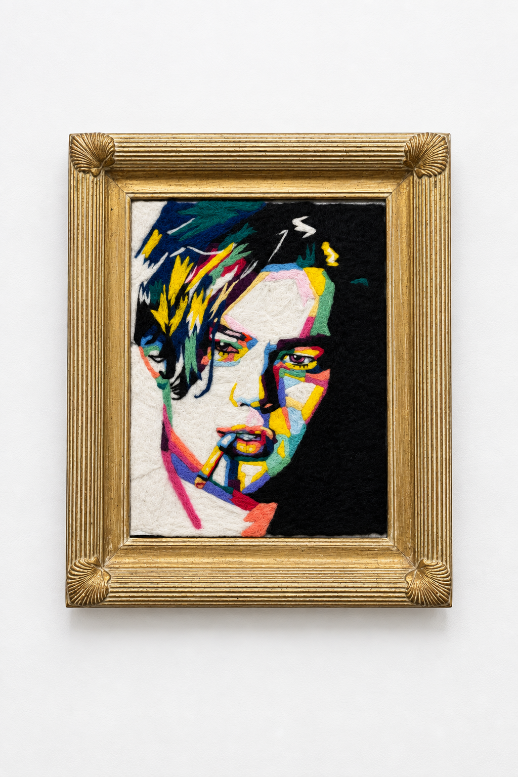 A square pop-art style portrait painting of a dicaprio&
