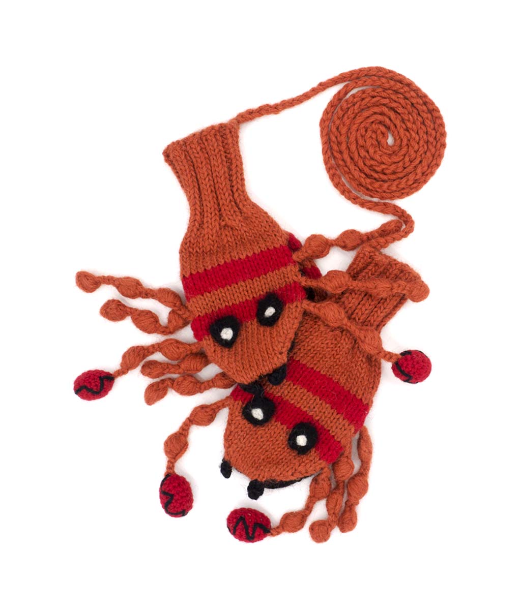 Lobster: Kids Hand Knit Alpaca Mittens