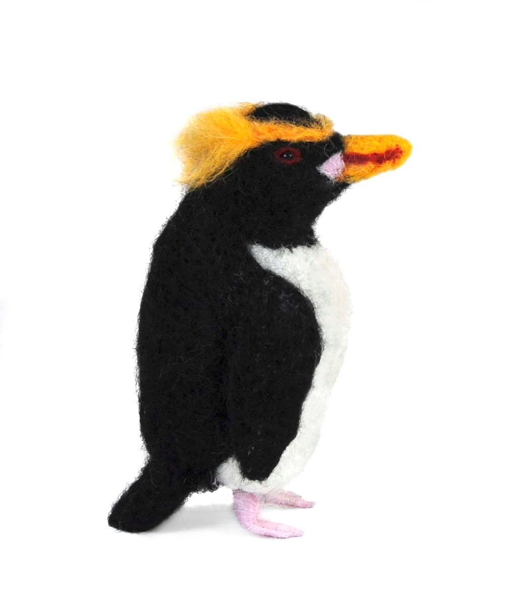 Macaroni Penguin: Felted Alpaca Sculpture