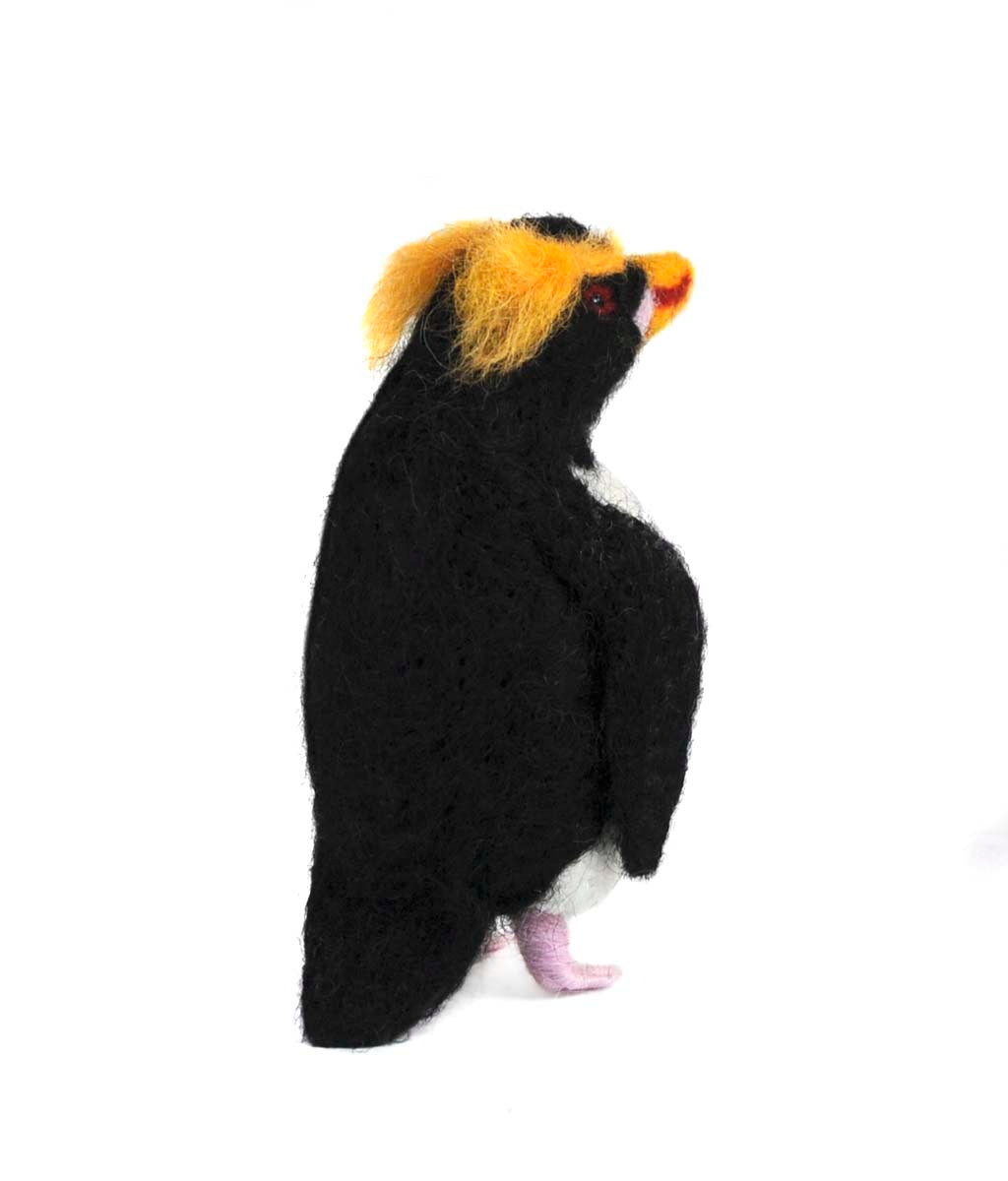 Macaroni Penguin: Felted Alpaca Sculpture