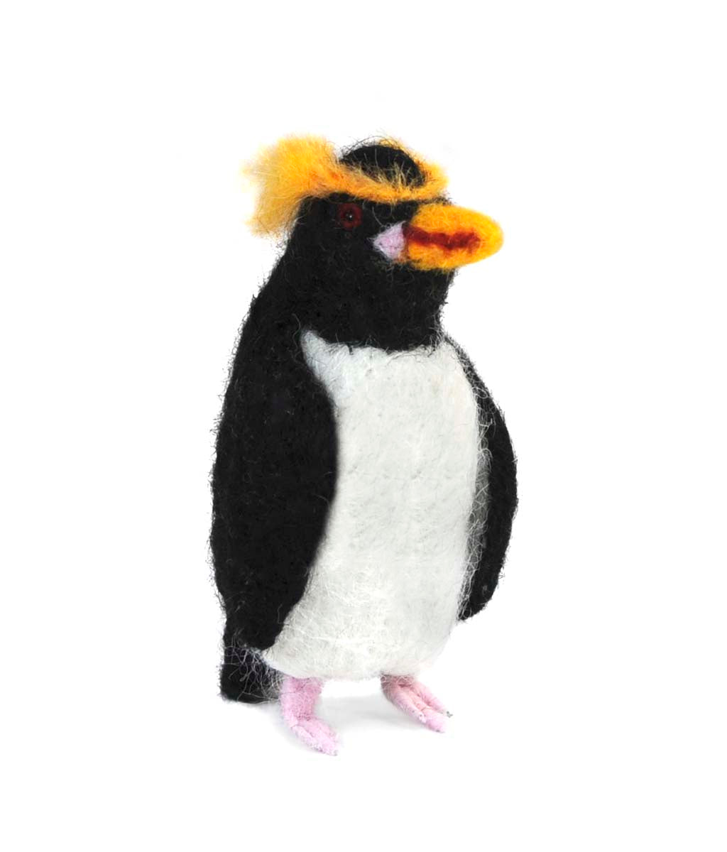 Macaroni Penguin: Felted Alpaca Sculpture