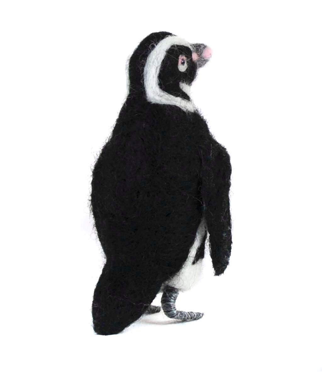 Magellanic Penguin: Felted Alpaca Sculpture