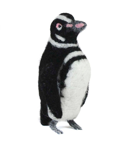 Magellanic Penguin: Felted Alpaca Sculpture