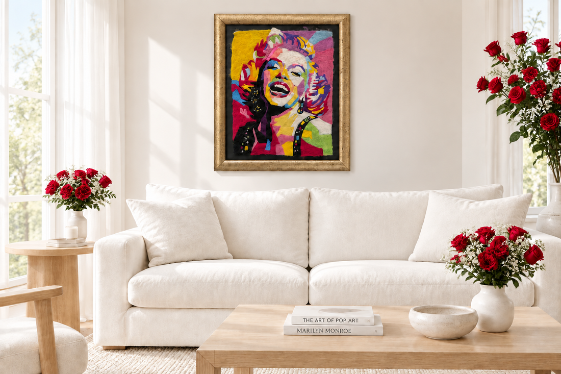 Marylin on a wall of a cozy home