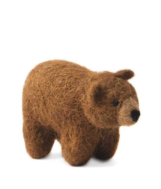 Grizzly Bear: Wildlife Felted Alpaca Sculpture 5"