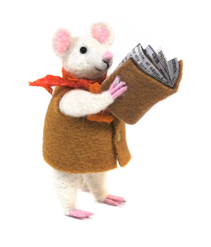 Mouse Bookworm: Felted Woolpaca Sculpture