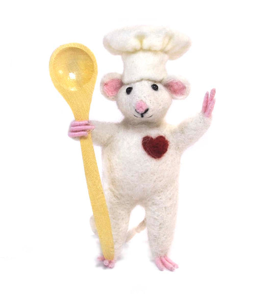 Mouse Chef: Felted WoolPaca Sculpture