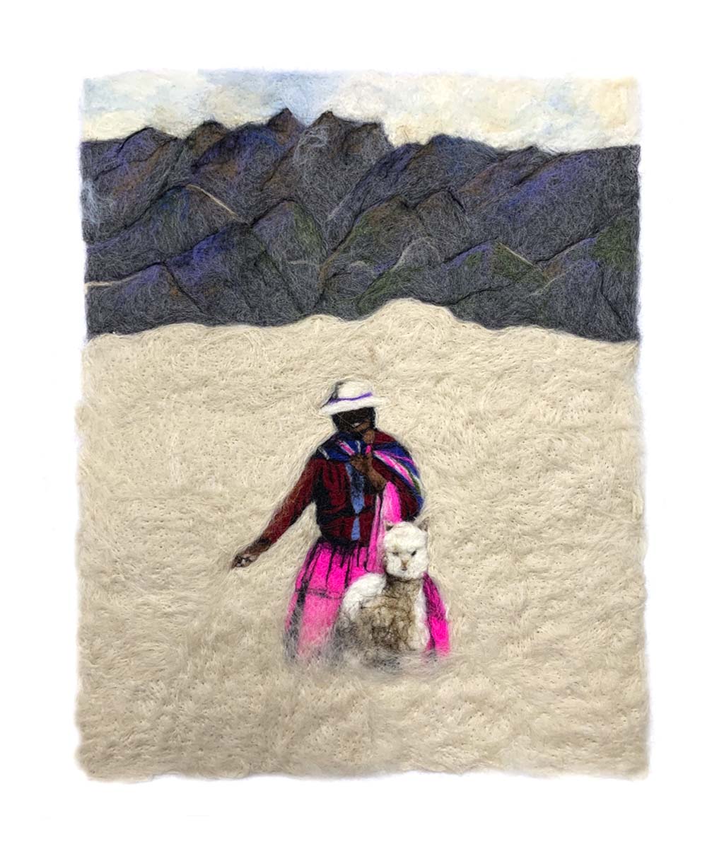 Shepherd and Her Alpaca Portrait - Lanart Alpaca