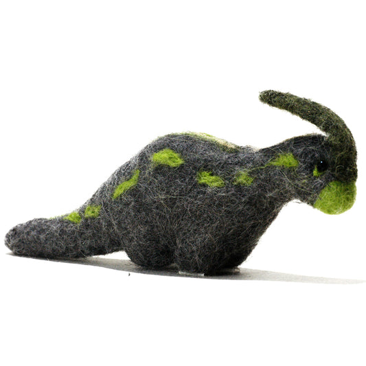 Parasaurolophus Dinosaur: Felted Alpaca Sculpture