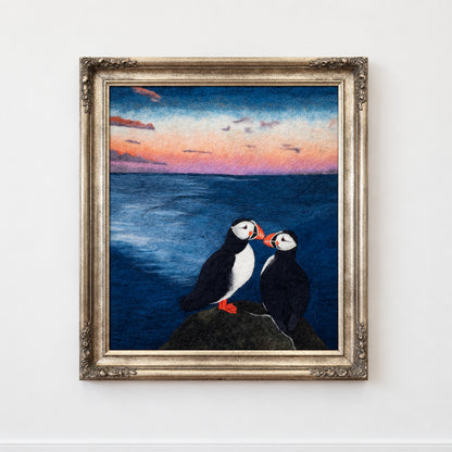 Puffin Love Alpaca Portrait - Framed Wall Art