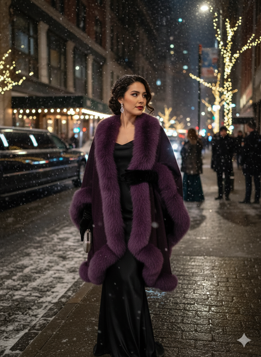 Royalty Fur Cape - Purple