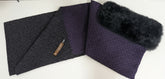 Glamour Jacquard Scarf: Baby Alpaca Fur - Purple / Charcoal - Lanart Alpaca