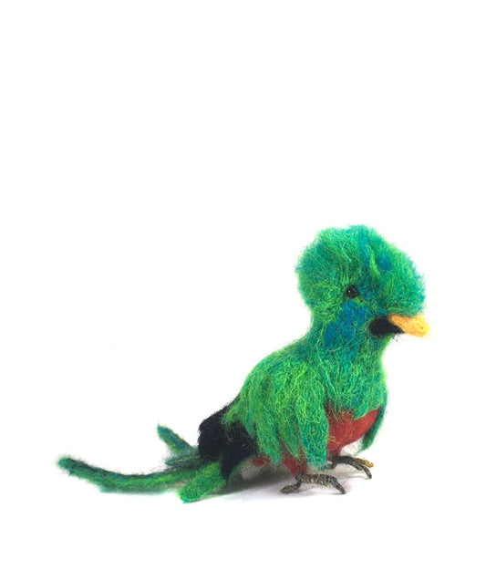 Quetzal: Felted Alpaca Bird Sculpture