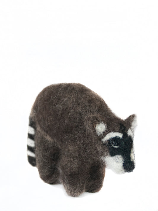 Raccoon: Wildlife Felted Alpaca Sculpture