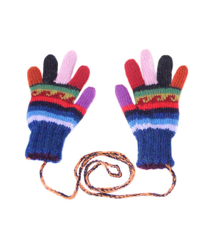 Fiesta Adult Reversible Gloves: Handknit Baby Alpaca