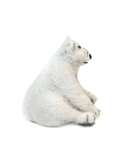 Sitting Polar Bear: Wildlife Felted Alpaca Sculpture