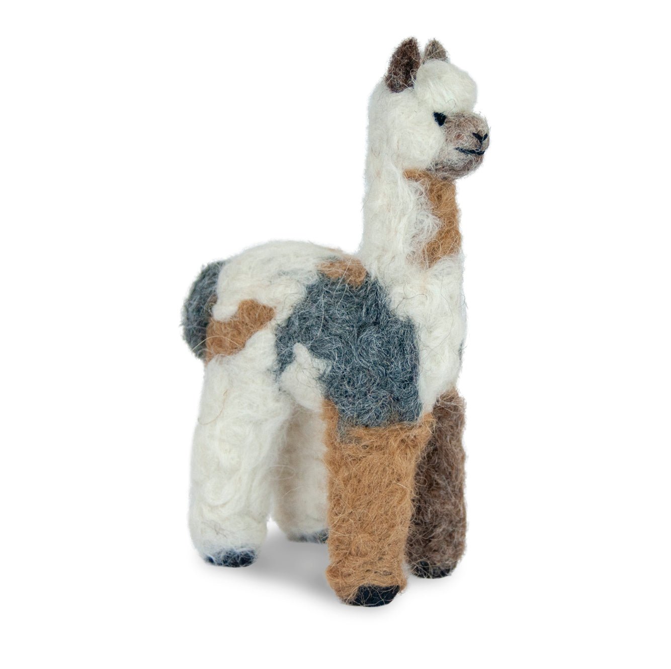 Authentic alpaca fiber animal ornament made in Peru with natural spots