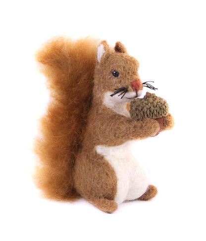 Squirrel Acorn: Wildlife Felted Alpaca Sculpture