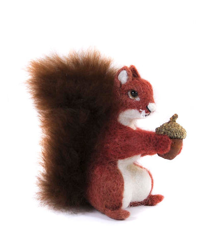 Squirrel Acorn: Wildlife Felted Alpaca Sculpture