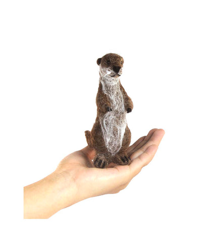 Otter standing: Wildlife Felted Alpaca Sculpture