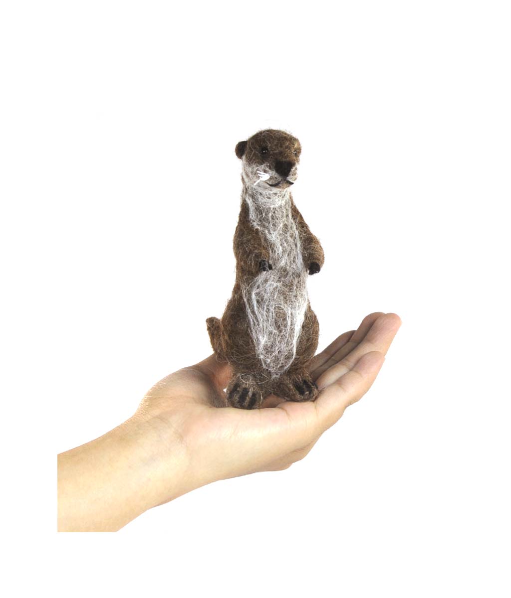 Otter & Baby: Wildlife Felted Alpaca Sculpture