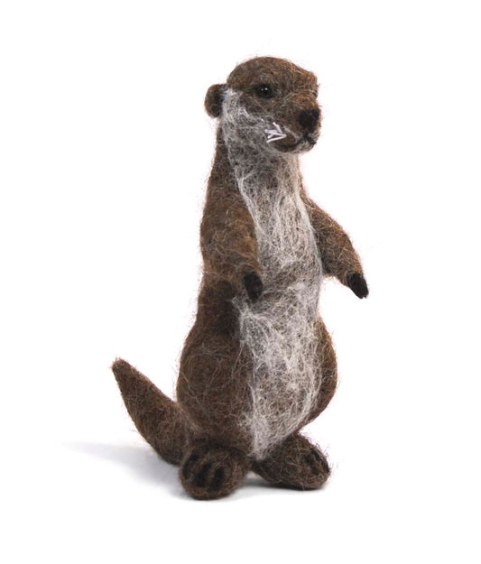 Otter standing: Wildlife Felted Alpaca Sculpture