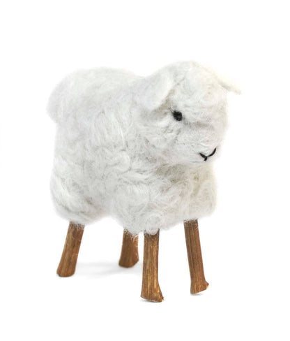 Stick Leg Sheep: Felted Alpaca Sculpture