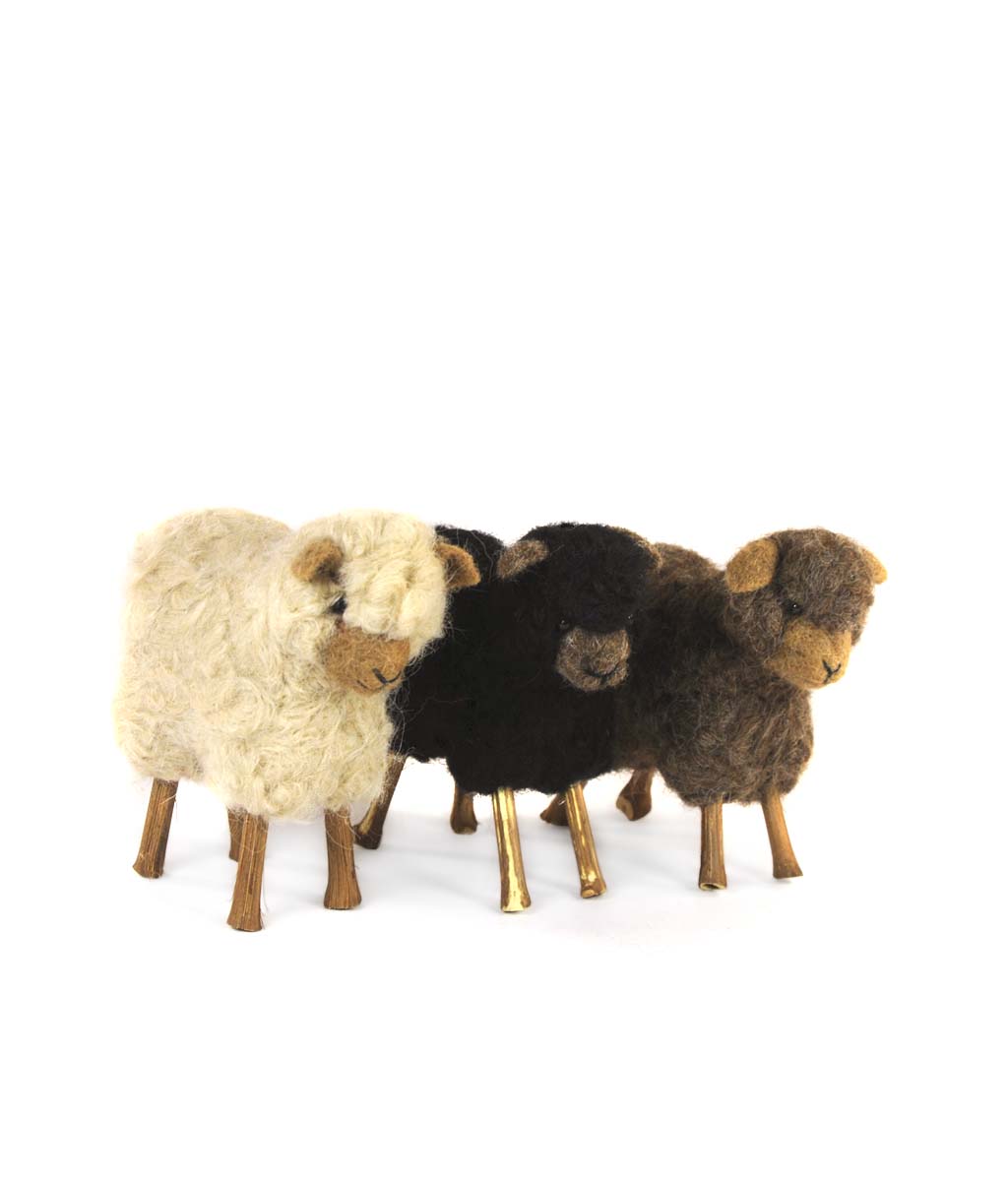Stick Leg Sheep: Felted Alpaca Sculpture