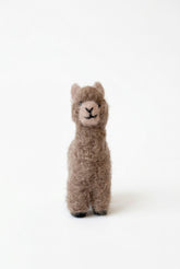 Needle felted tiny alpaca topper of a white jewelry box