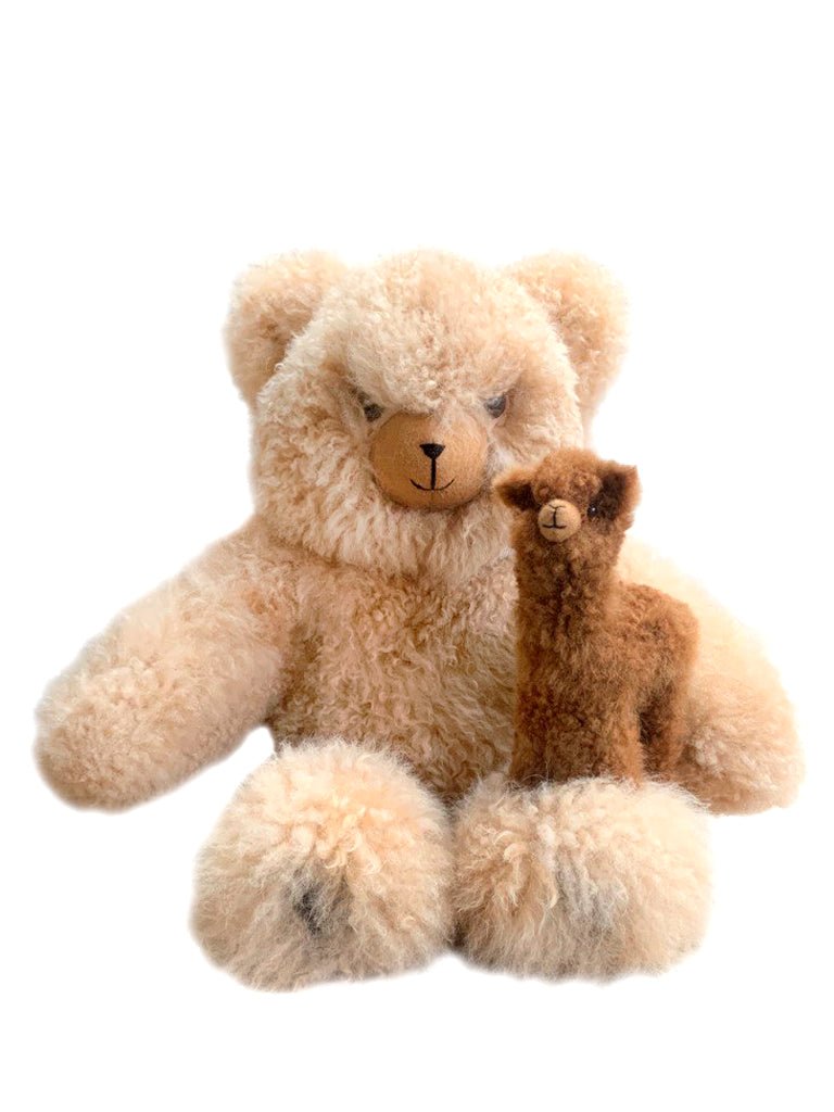Ultimate Heirloom 21" Alpaca Bear and his plushie alpaca friend - Lanart Alpaca