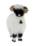 Handmade needle-felted alpaca Valais Blacknose sheep sculpture with a small rustic bell by Lanart.