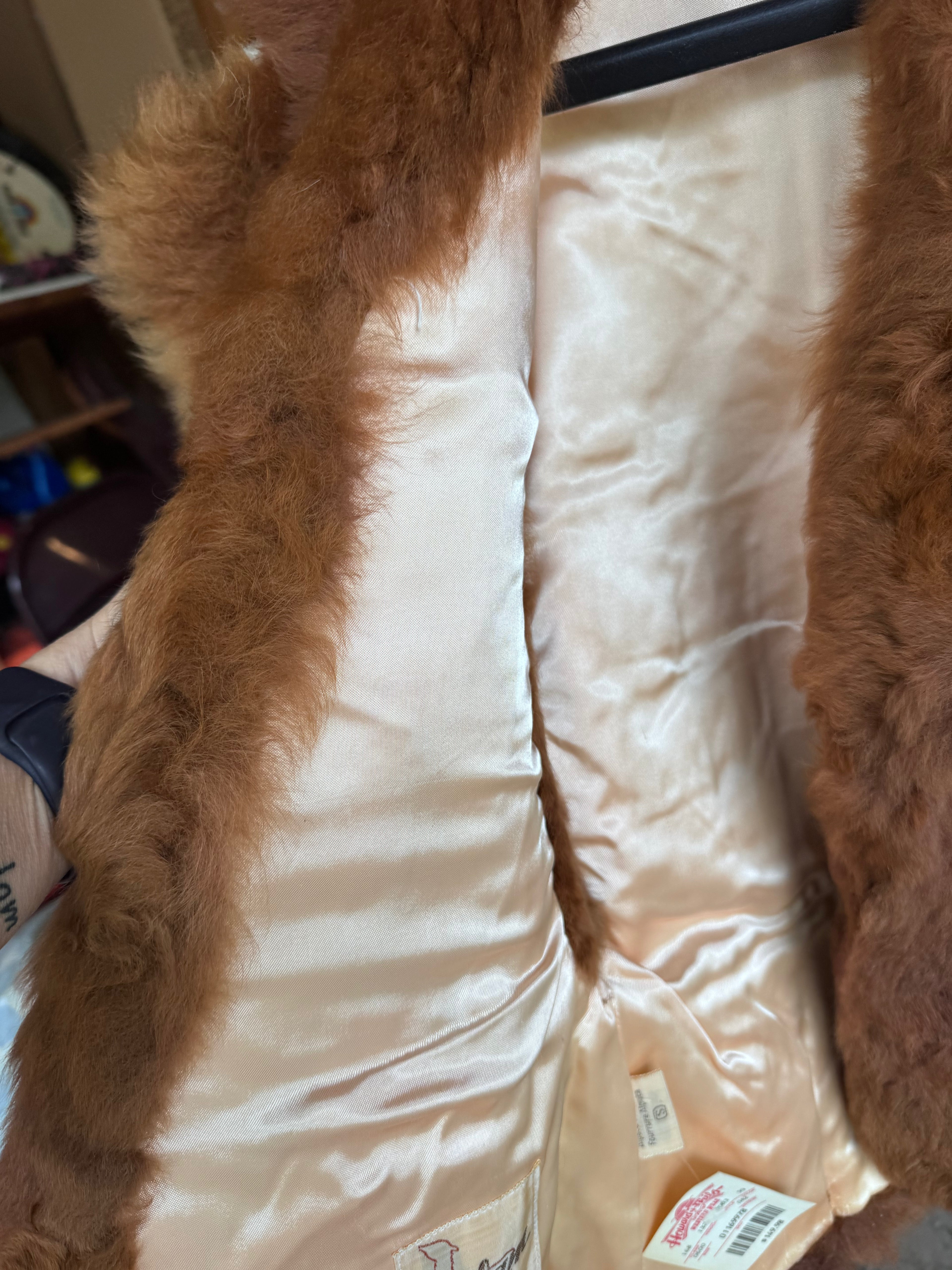 The detail of a lanart alpaca fur vest sample, private label
