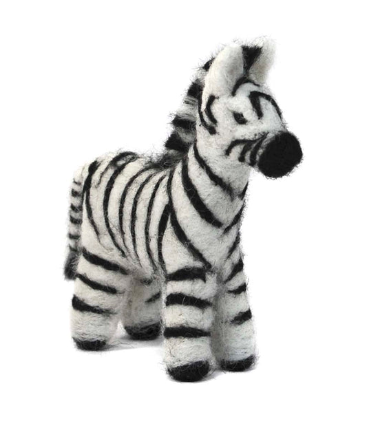 Zebra: Felted Alpaca Sculpture
